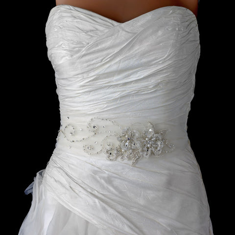Ivory Floral Lace Tulle Ribbon Bridal Wedding Headband/Belt Belt 002