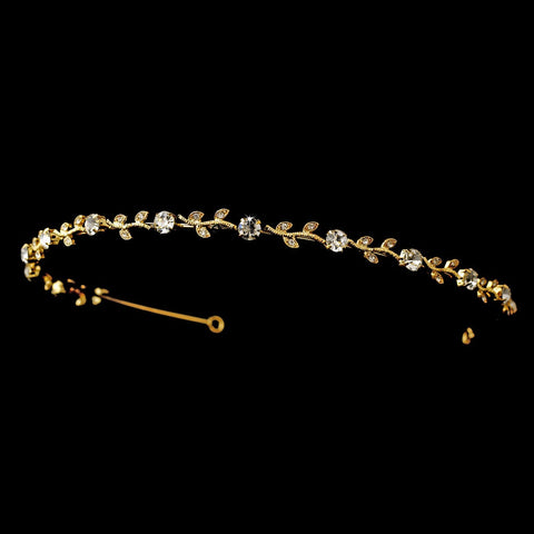 Gold Clear Crystal Floral Bridal Wedding Headband Bridal Wedding Tiara Headpiece 1002