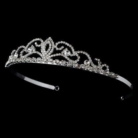 Headpiece 1009 Rhinestone Bridal Wedding Tiara Silver Clear