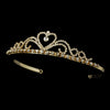 Gold with Clear Stones Heart Bridal Wedding Tiara HP-1010