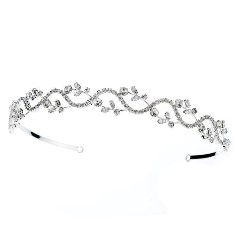 Silver Clear Floral Vine Band Headpiece 11453