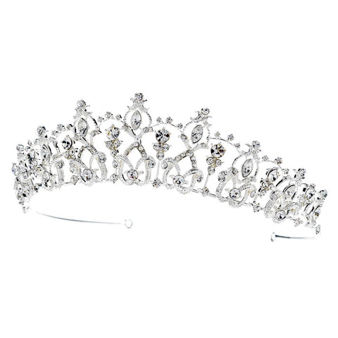 * Dazzling Silver or Rhodium Rhinestone Bridal Wedding Tiara HP-12391