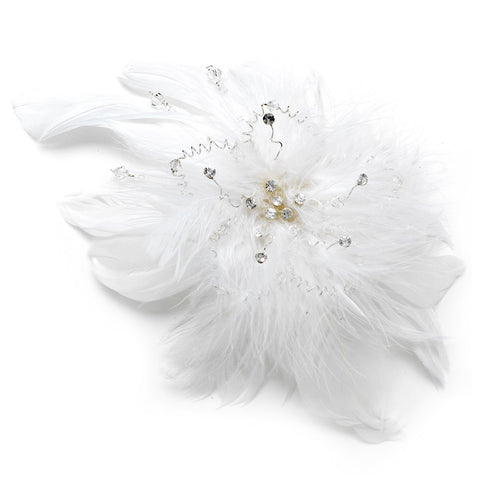 Floral Bridal Wedding Hair Fascinator with Crystals Bridal Wedding Hair Clip 1531 with Bridal Wedding Brooch Pin