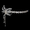 Elegant Ribbon Headpiece w/ Vintage Feather Side Accent HP-1532 White Only