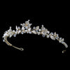 Light Gold Rhinestone & Ivory Pearl Bridal Wedding Tiara 1535