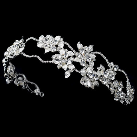Floral Rhinestone Side Accented Bridal Wedding Headband 1540