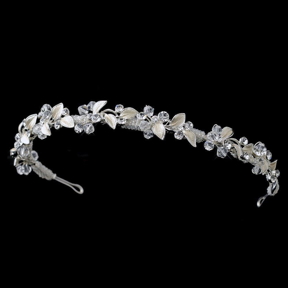 Silver Crystal & Rhinestone Floral Bridal Wedding Headband 1541