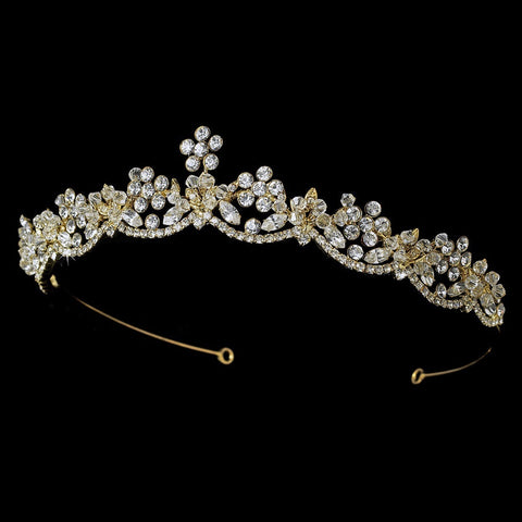 Floral Bridal Wedding Gold Tiara HP 16520