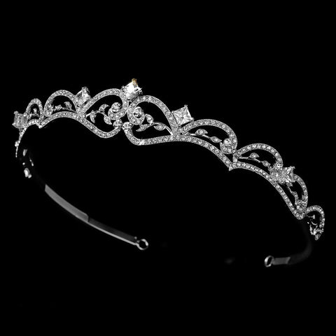 Anitque Silver Clear Bridal Wedding Tiara HP 179