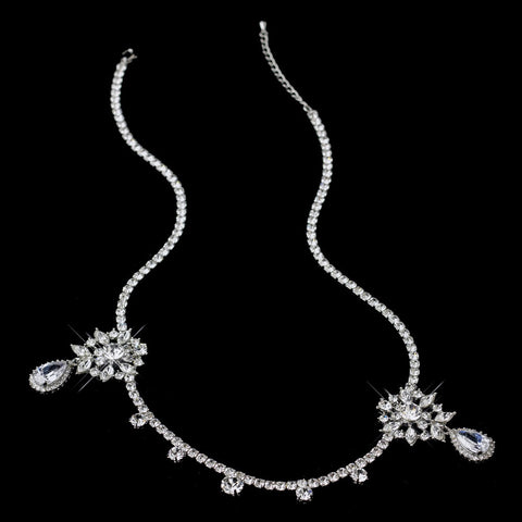 Antique Silver Clear CZ Crystal “Kim Kardashian” Inspired Floral Bridal Wedding Headband Headpiece 1862
