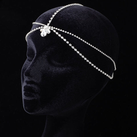 Kim Kardashian Inspired Forehead Chain Teardrop Rhinestone Bridal Wedding Headband 1865