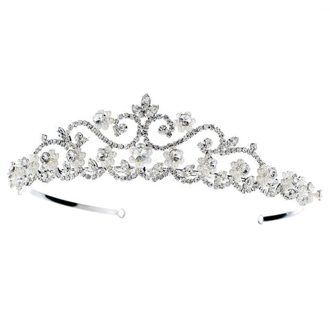 Pearl and Rhinestone Bridal Wedding Tiara HP 2031