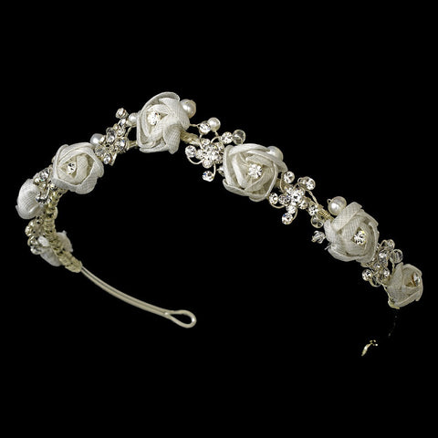Silver White Bridal Wedding Headband HP 2322