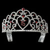 Glistening Quinceanera Sweet 15 Red Princess Bridal Wedding Tiara in Silver 252