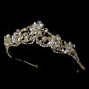 Gold Freshwater Pearl & Crystal Jewelry 7825 & Bridal Wedding Tiara 2596 Set