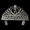 Precious Rhinestone Heart Covered Swirl Quinceanera Headpiece in Silver 262