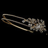 Gold Double Rhinestone Bridal Wedding Headband with Crystal Ornate Side Accent HP 2913