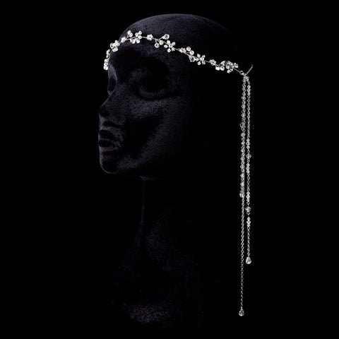 Rhodium Clear Rhinestone & Crystal Forehead Bohemian Jewelry Headpiece