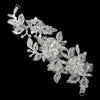 Silver Ivory & Light Silver Floral Thread Embroidery Flexible Floral Headpiece w/ Pearls, Sequins & Rhinestones