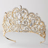 Gold Clear Rhinestone & Center CZ Crystal Royal Princess Bridal Wedding Tiara Headpiece 394