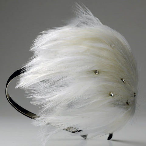 Diamond White Feather Bridal Wedding Headband Headpiece 4018