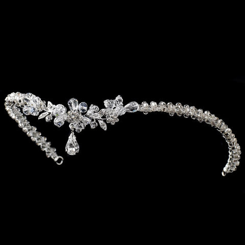 Crystal Silver Teardrop Forehead Bridal Wedding Headband 4460