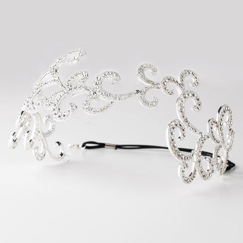 Silver Clear Rhinestone Swirl Bridal Wedding Headband 4538