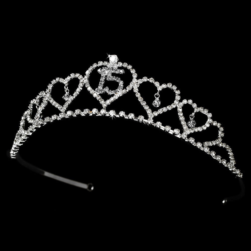 Sweet 15 Quinceanera Rhinestone Covered Bridal Wedding Tiara 460 in Silver (Available in Many Colors)