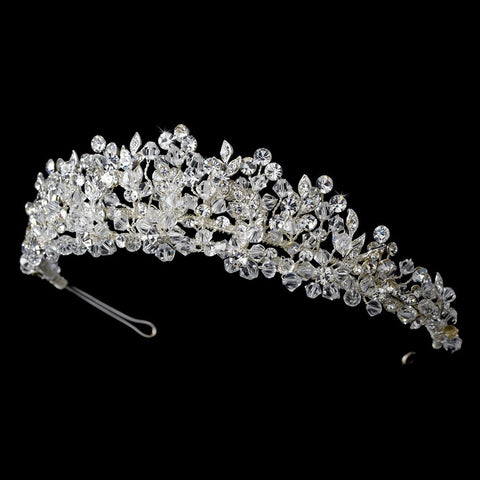 Crystal and Rhinestone Floral Bridal Wedding Tiara HP 4706 Silver