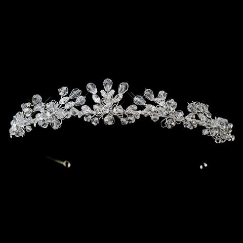 * Silver Clear Swarovski Crystal & Rhinestone Bridal Wedding Tiara Headpiece 5072