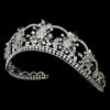 Sparkling Rhinestone & Swarovski Crystal Covered Bridal Wedding Tiara with Black Accents in Silver 523
