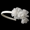 * Beautiful Fabric Side Accented Flower girl or Bridal Wedding Headband Ivory or White HP 611