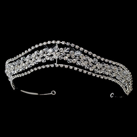 * Silver Clear Headpiece Bridal Wedding Tiara 619