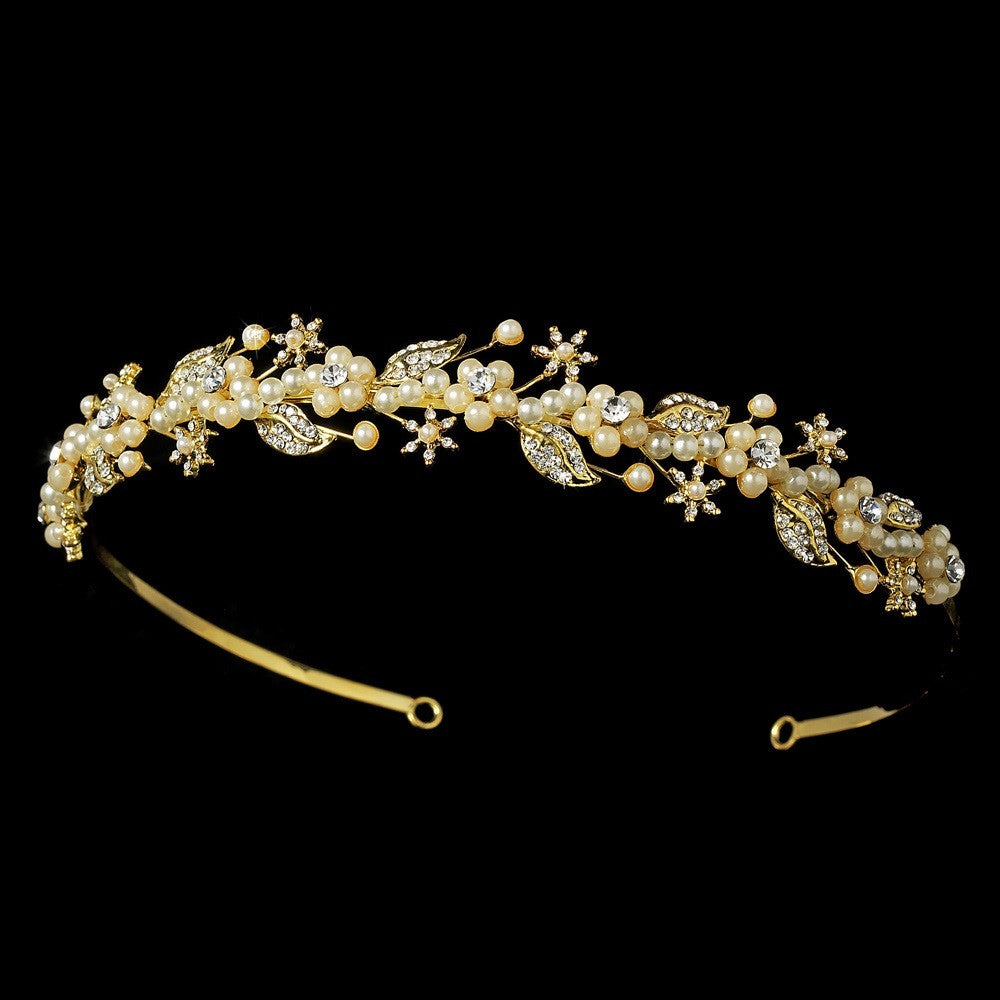 Classic Pearl Bridal Wedding Gold Headband HP 6226