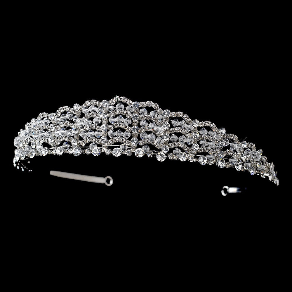 Swarovski and Rhinestone Bridal Wedding Tiara HP 6276 (Silver or Antique Silver)