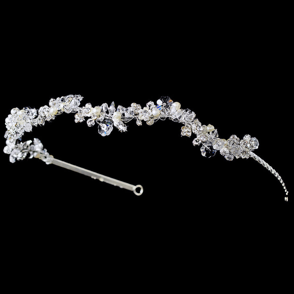 * Wavy Freshwater Pearl & Crystal Bridal Wedding Headband HP 6418