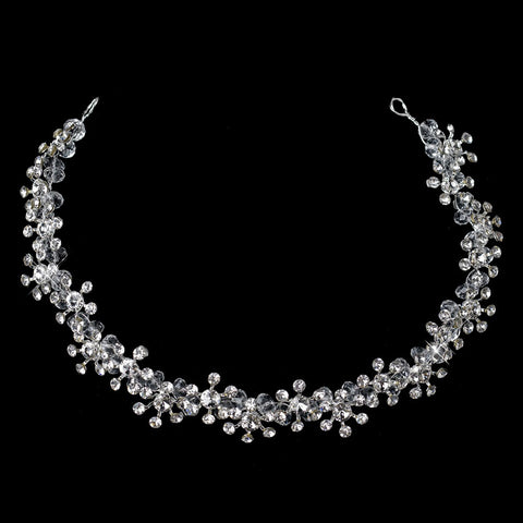 Kim Kardashian Inspired Silver Crystal & Rhinestone Flower Browband Bridal Wedding Headband Jewelry Headpiece 6535