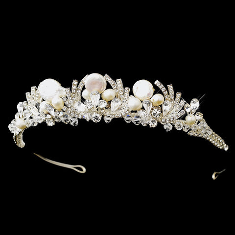 Freshwater Pearl & Crystal Bridal Wedding Tiara Headpiece 660