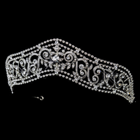 Antique Silver Princess Rhinestone Bridal Wedding Tiara Headpiece 665