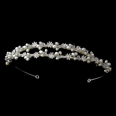 HP 7000 Elegant Fresh water Pearl & Crystal Wired Double Row Bridal Wedding Headband