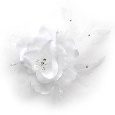 Elegant Bridal Wedding Flower with Feathers Bridal Wedding Hair Accent Bridal Wedding Hair Comb 7024 White, Ivory or Black
