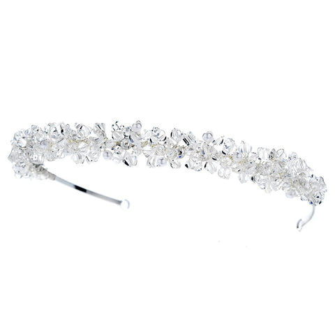 * Bridal Wedding Headband with Freshwater Pearl & Swarovski Crystal Bead Accents 7029
