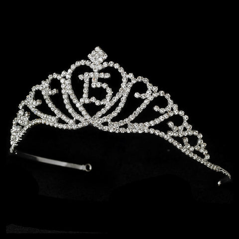 Sparkling Majestic Quinceanera RhinestoneBridal Wedding Tiara in Silver 7032
