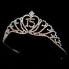 Sparkling Pink & Clear Majestic Quinceanera RhinestoneBridal Wedding Tiara in Silver 7032
