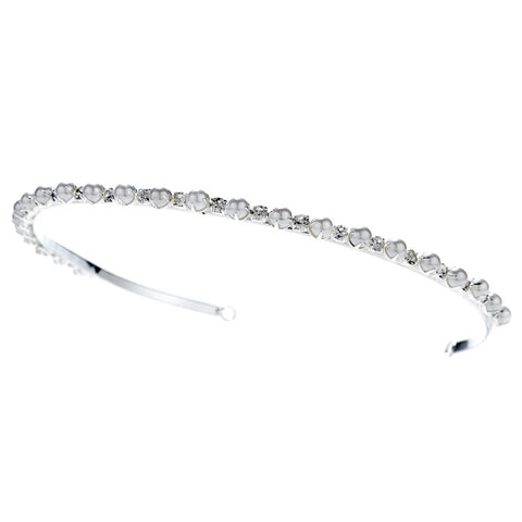 Silver Pearl & Rhinestone Headpiece Bridal Wedding Headband 7068