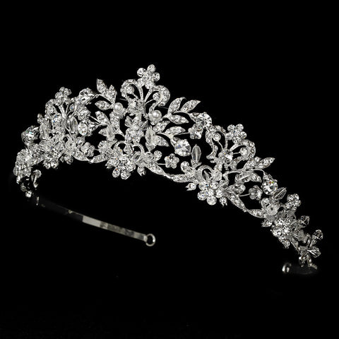 Swarovski Crystal and White Pearl Bridal Wedding Tiara HP 7102