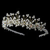 Lt Gold Plated Pearl and Swarovski Bridal Wedding Tiara HP 727