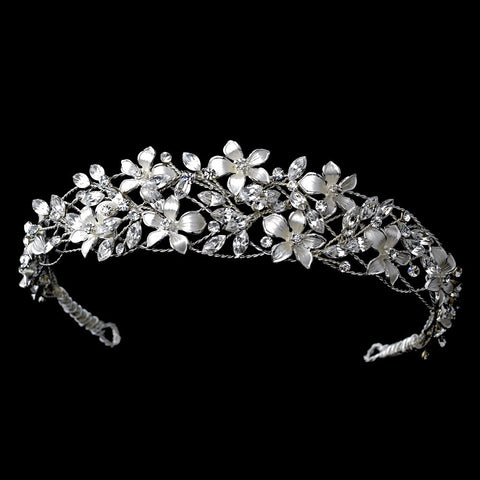Silver Bridal Wedding Tiara Headpiece 7329