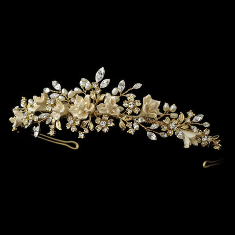 Gold & Champagne Bridal Wedding Tiara HP 7448
