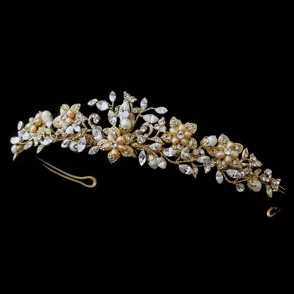 Gold & Champagne Bridal Wedding Tiara HP 7457